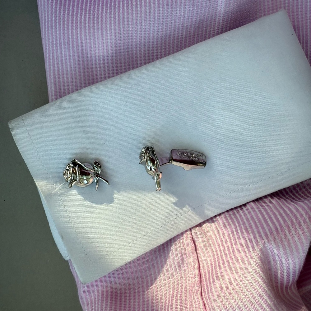 Duchamp London Silver Rose Cufflinks